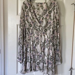 Long-sleeves floral print dress